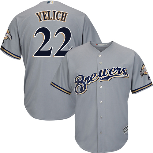 Brewers #22 Christian Yelich Grey New Cool Base Stitched MLB Jersey - Click Image to Close
